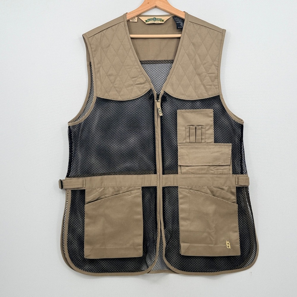 Bob Allen Shooting Vest Mens L/XL Tan Mesh Padded Utility Hunting Sporting
